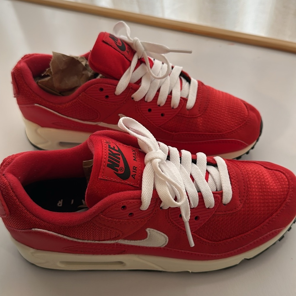 Nike Air Max Women's 90 SI Varsity Red White Tennis Shoes Size 8
